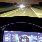 Highway at night, seen from the truck