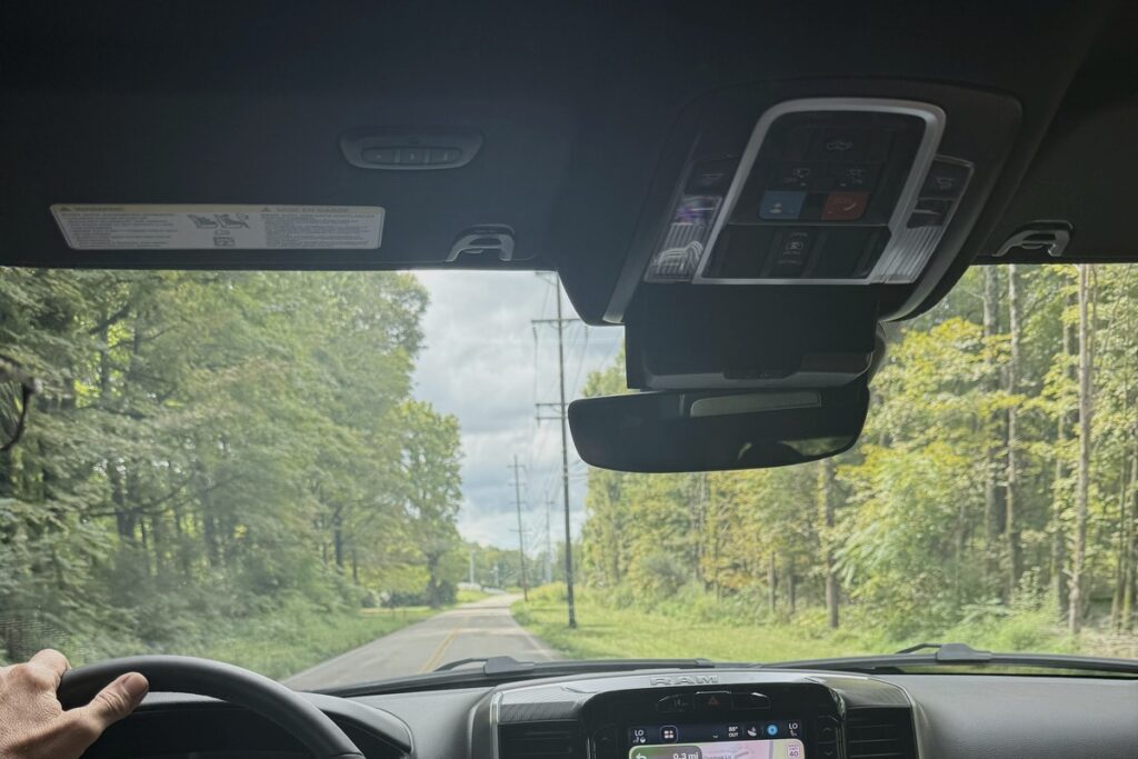 Truck driving home after receiving a cancer diagnosis